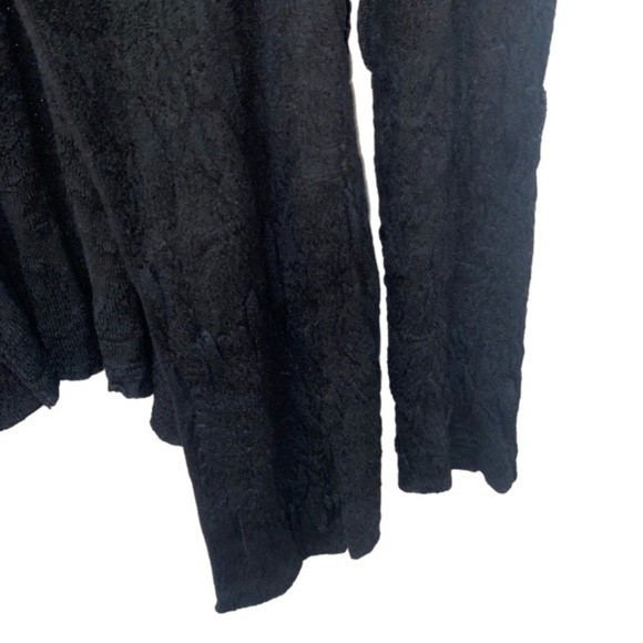 EILEEN FISHER Black Textured Stretch Open Drape Front Cardigan Sweater - Picture 4 of 6